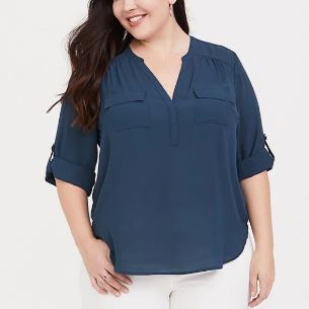 Torrid Harper Blouse Shirt Teal 5x Top